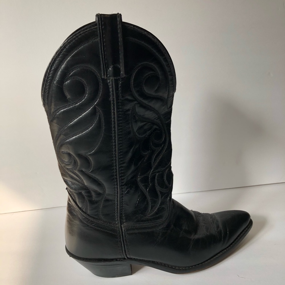 Santa Fe Boot CO. Leather black western boots 8M
